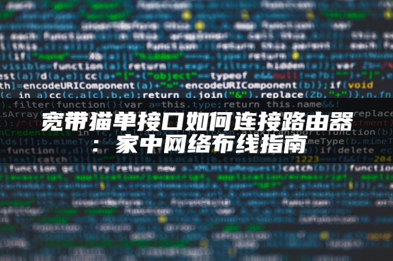 宽带猫单接口如何连接路由器：家中网络布线指南