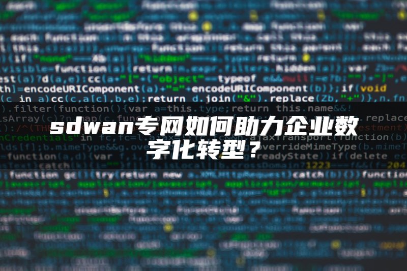 sdwan专网如何助力企业数字化转型？
