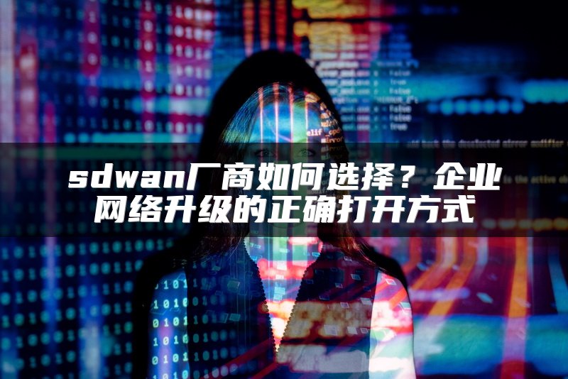 sdwan厂商如何选择？企业网络升级的正确打开方式
