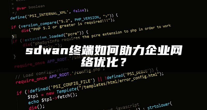 sdwan终端如何助力企业网络优化？