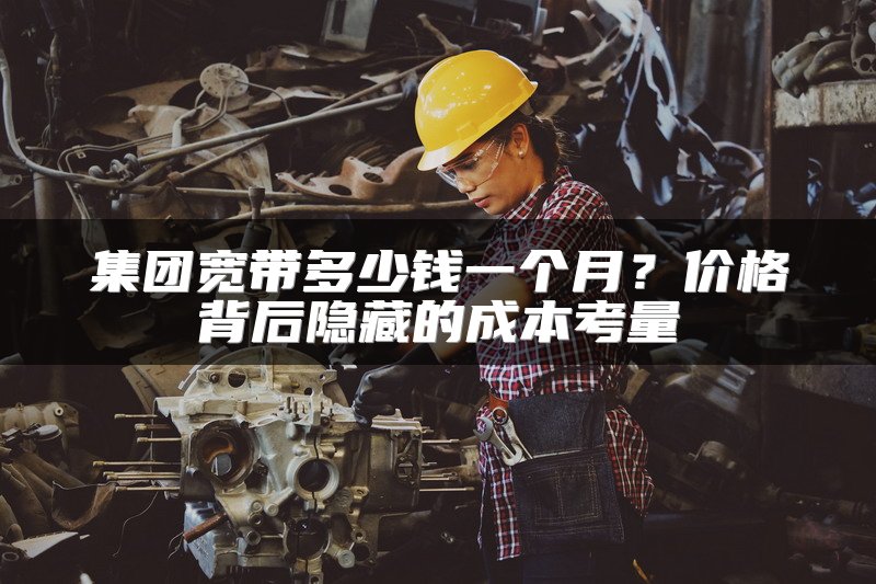 集团宽带多少钱一个月？价格背后隐藏的成本考量