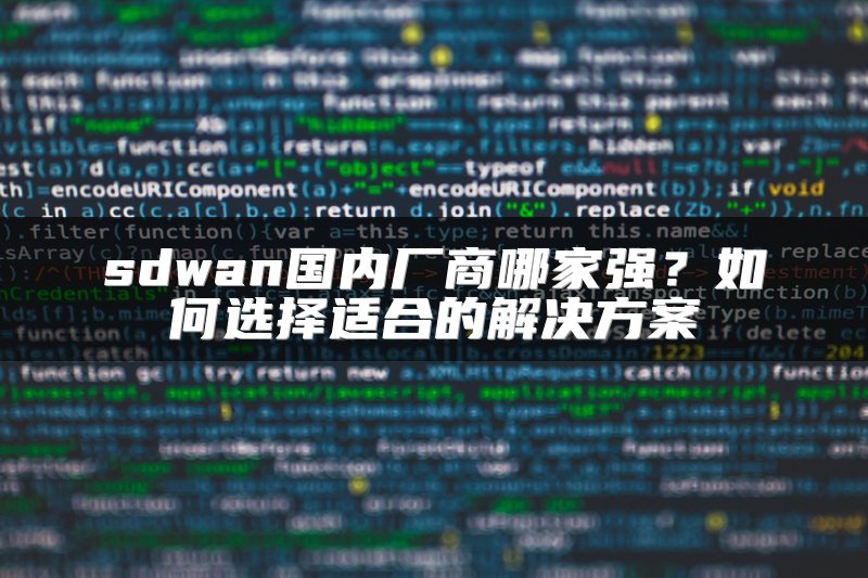 sdwan国内厂商哪家强？如何选择适合的解决方案