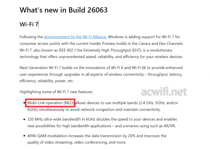 Windows 11 24H2预览版26063.1支持MLO解析功能