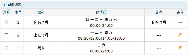 时间组列表
